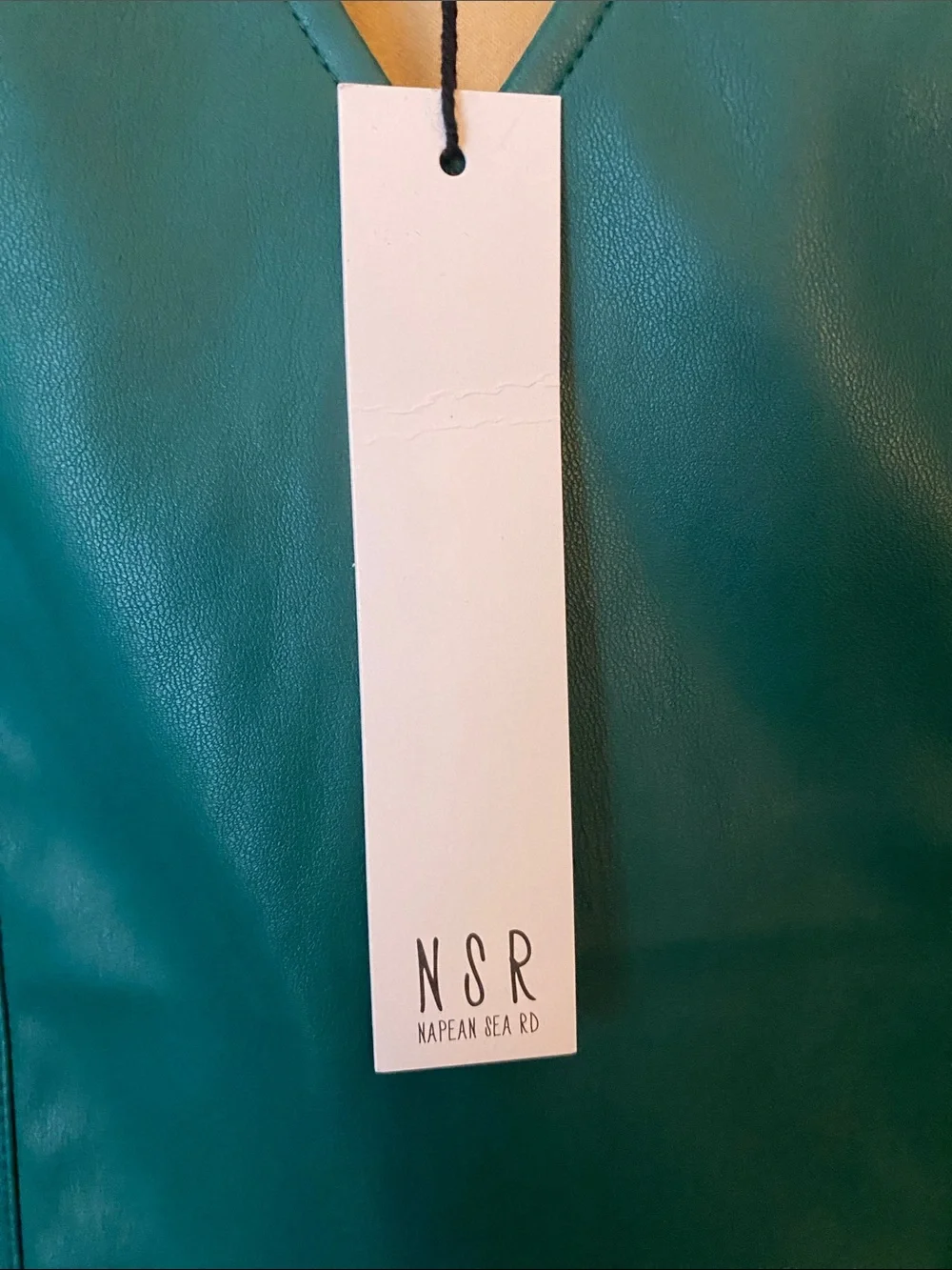 NSR Emerald Green Faux Leather Two-Piece Set - Women's Pencil Skirt & Top SZ M